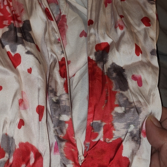 Maje DressRedFloral PrintRuffle & Keyhole AccentsShort Sleeve with Crew - Picture 9 of 9